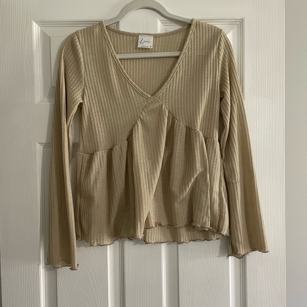 Beige Long Sleeve Top